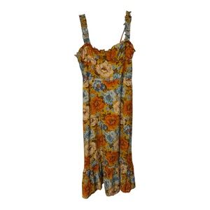 Vici Floral Maxi Dress - Orange and Blue